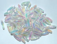 100 19x6mm Acrylic Crystal AB Spaghetti